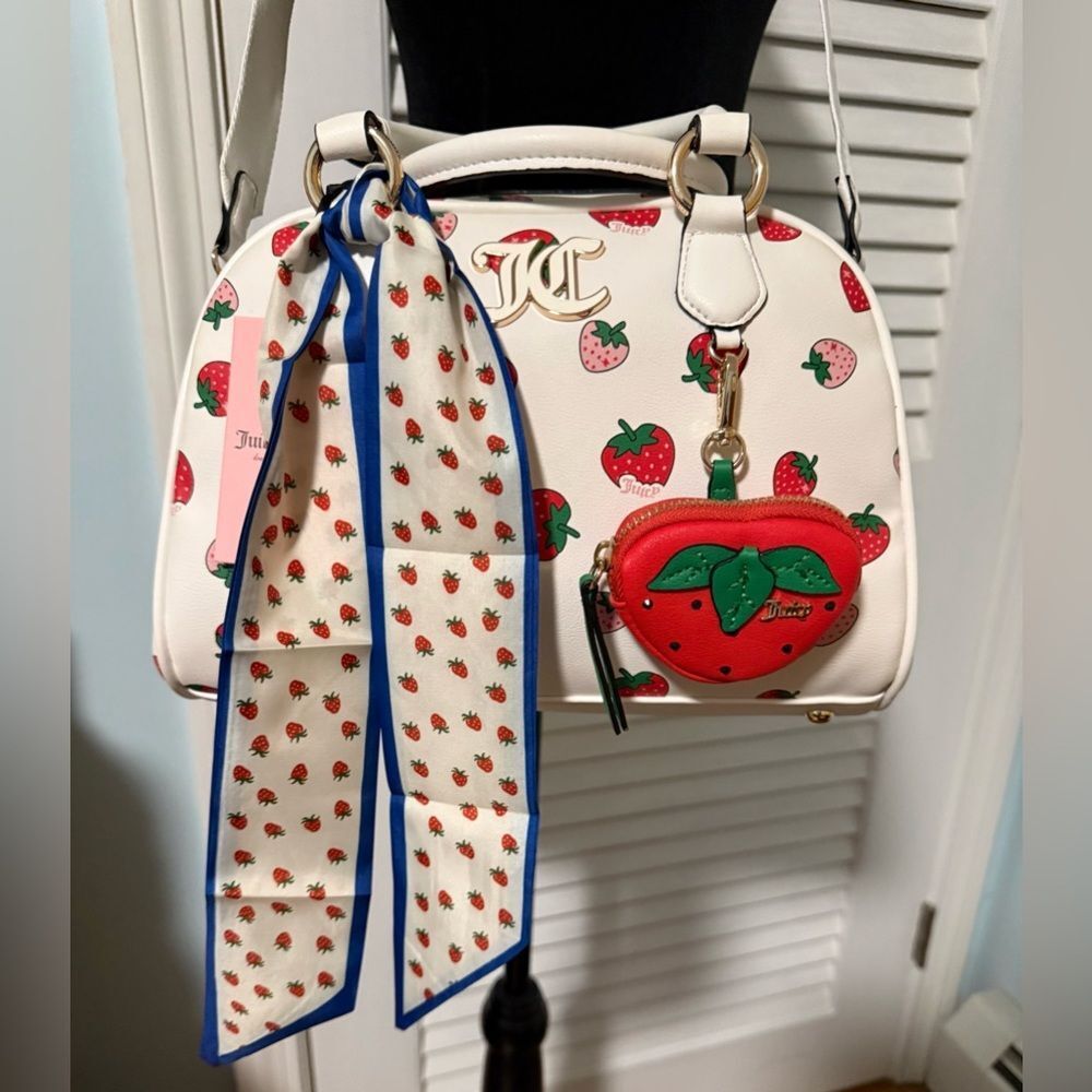 Juicy Couture Exclusive “Sweet and Juicy” Bowler Bag Strawberry Print Crossbody!